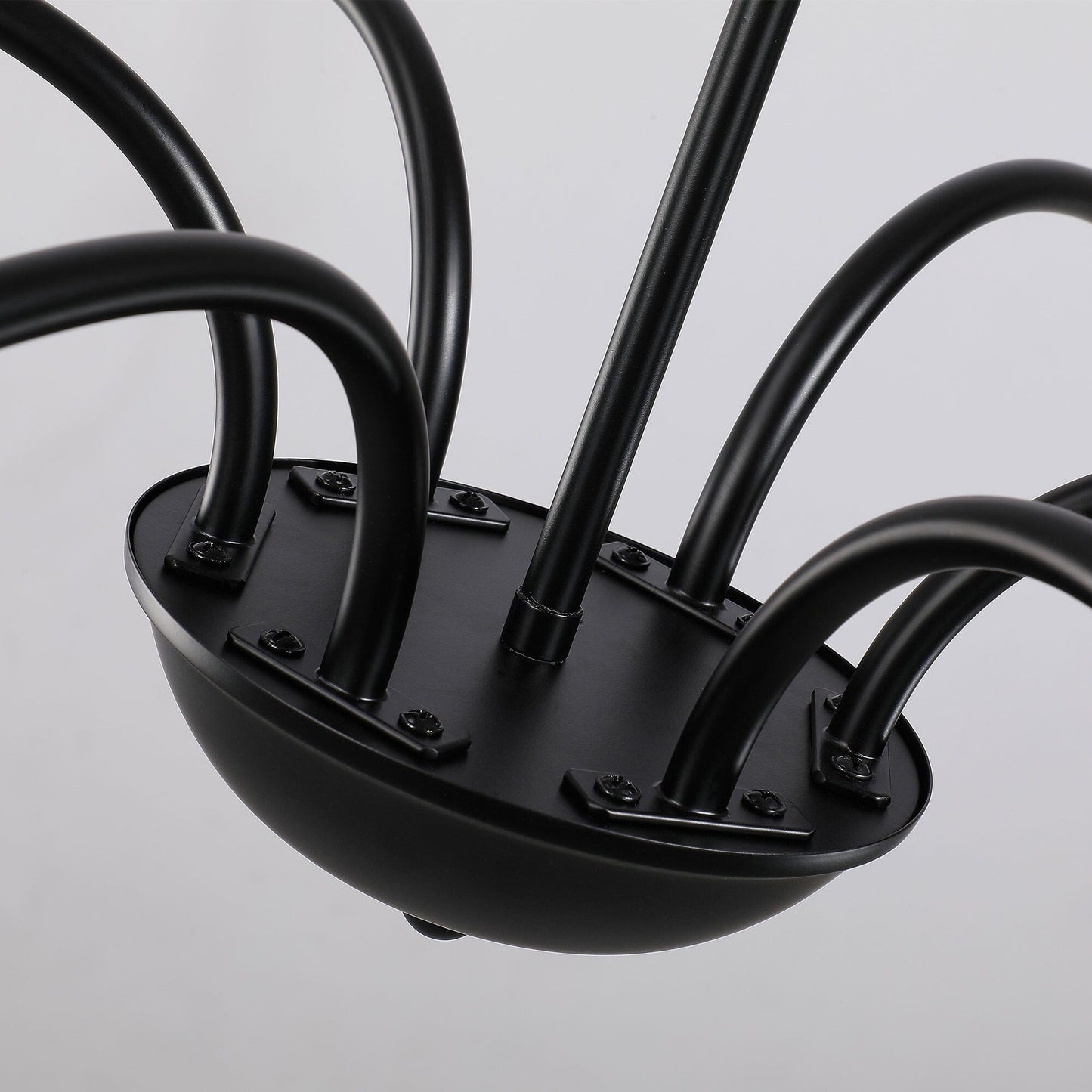 6 Light 64 Inches Minimalist Chandelier in Matte Black / Gold /Chrome - N/A