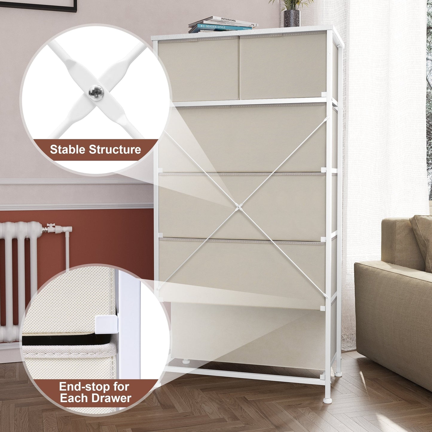 6-drawer Chest Vertical Dresser Storage Tower by Crestlive Products