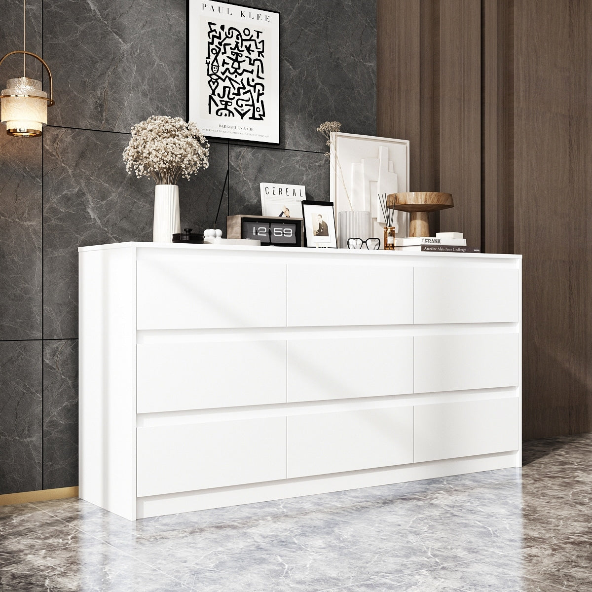 63W 9 Drawer Dresser Accent Dresser for Living Room Bedroom Chest