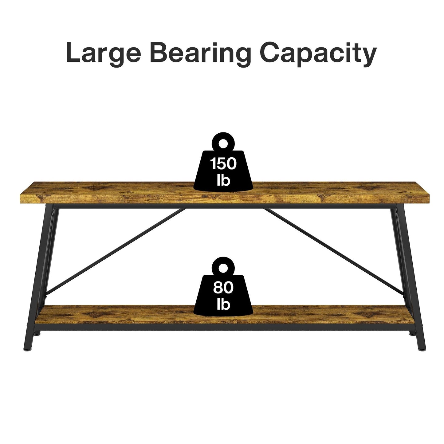 70.9 Inch Extra Long Sofa Table, Industrial Entry Console Table