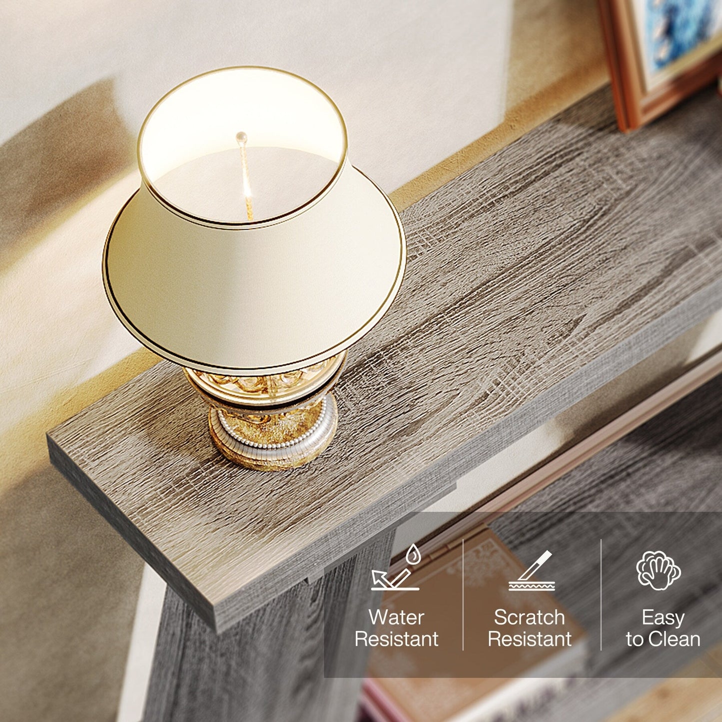 70.9 Inches Long Rustic Wood Console Sofa Table with Storage Shelf