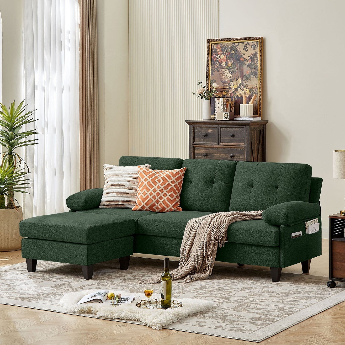 86.22 L Shaped Sectional Sofa with Side Storage Pockets