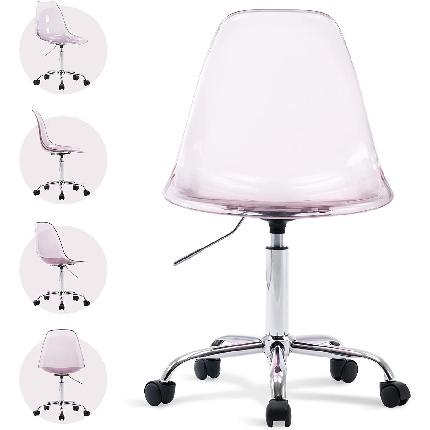 Acrylic Swivel adjustable height Armless Home office Rolling Chair