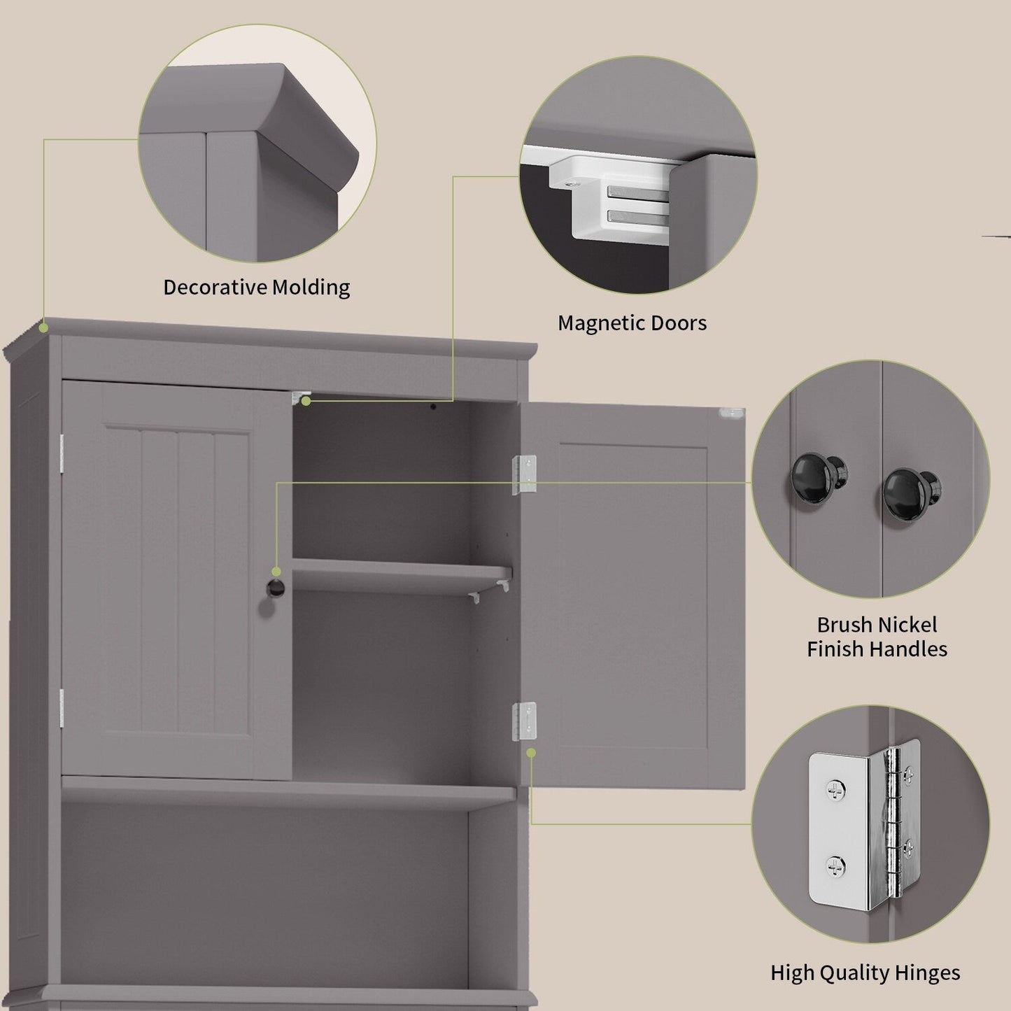 Bathroom Storage Cabinet, Toilet Storage Cabinet, Bathroom Shelf Over The Toilet, Space Saver Toilet