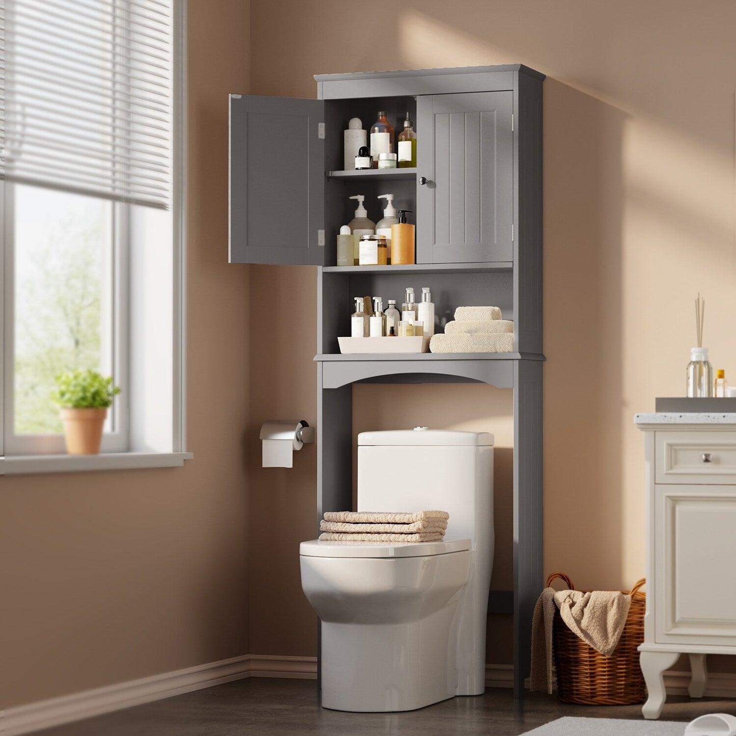 Bathroom Storage Cabinet, Toilet Storage Cabinet, Bathroom Shelf Over The Toilet, Space Saver Toilet
