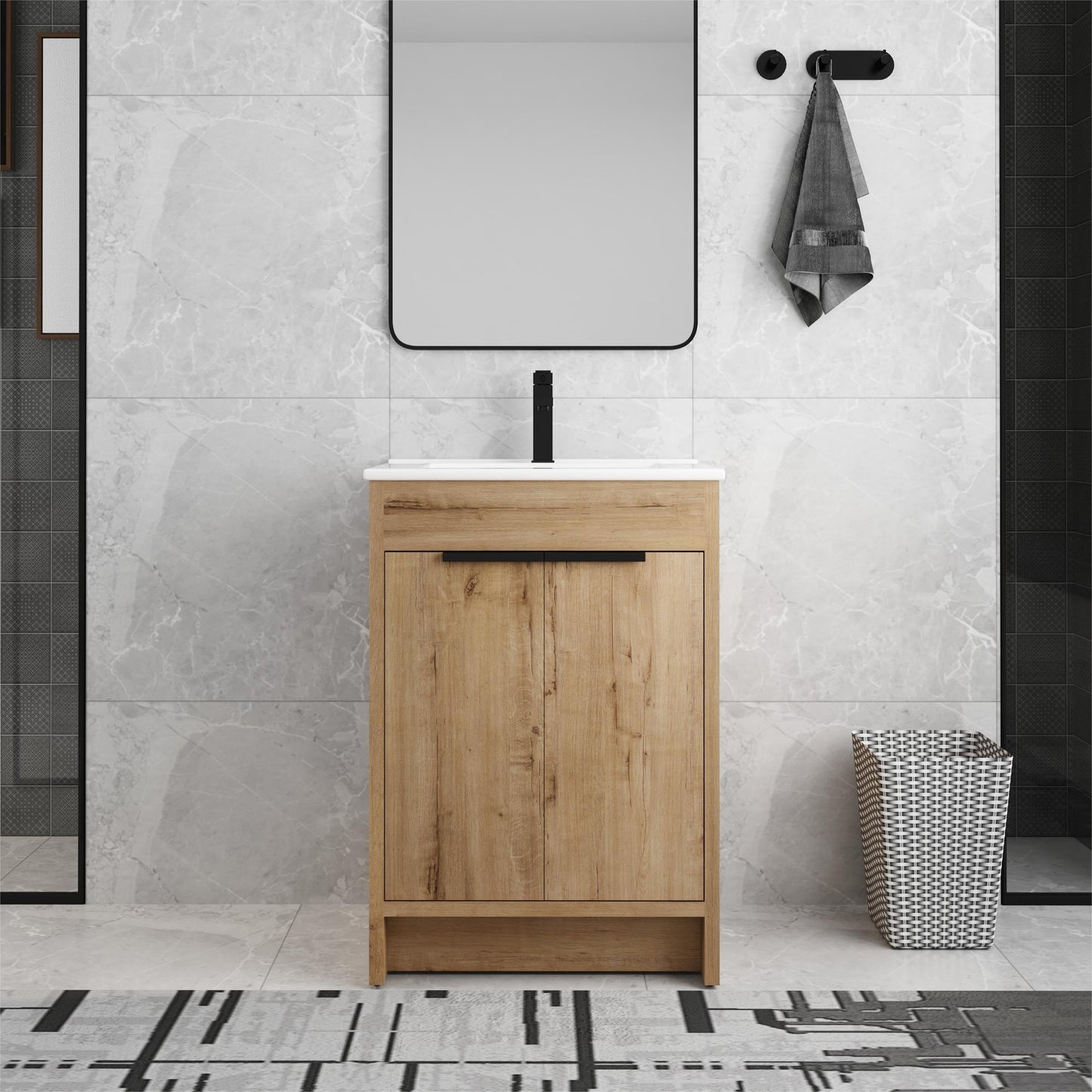 Beingnext 24/30/36 Bathroom Vanity with Sink, Freestanding Bathroom Vanity with Soft Close Door and Adjustable Shelf