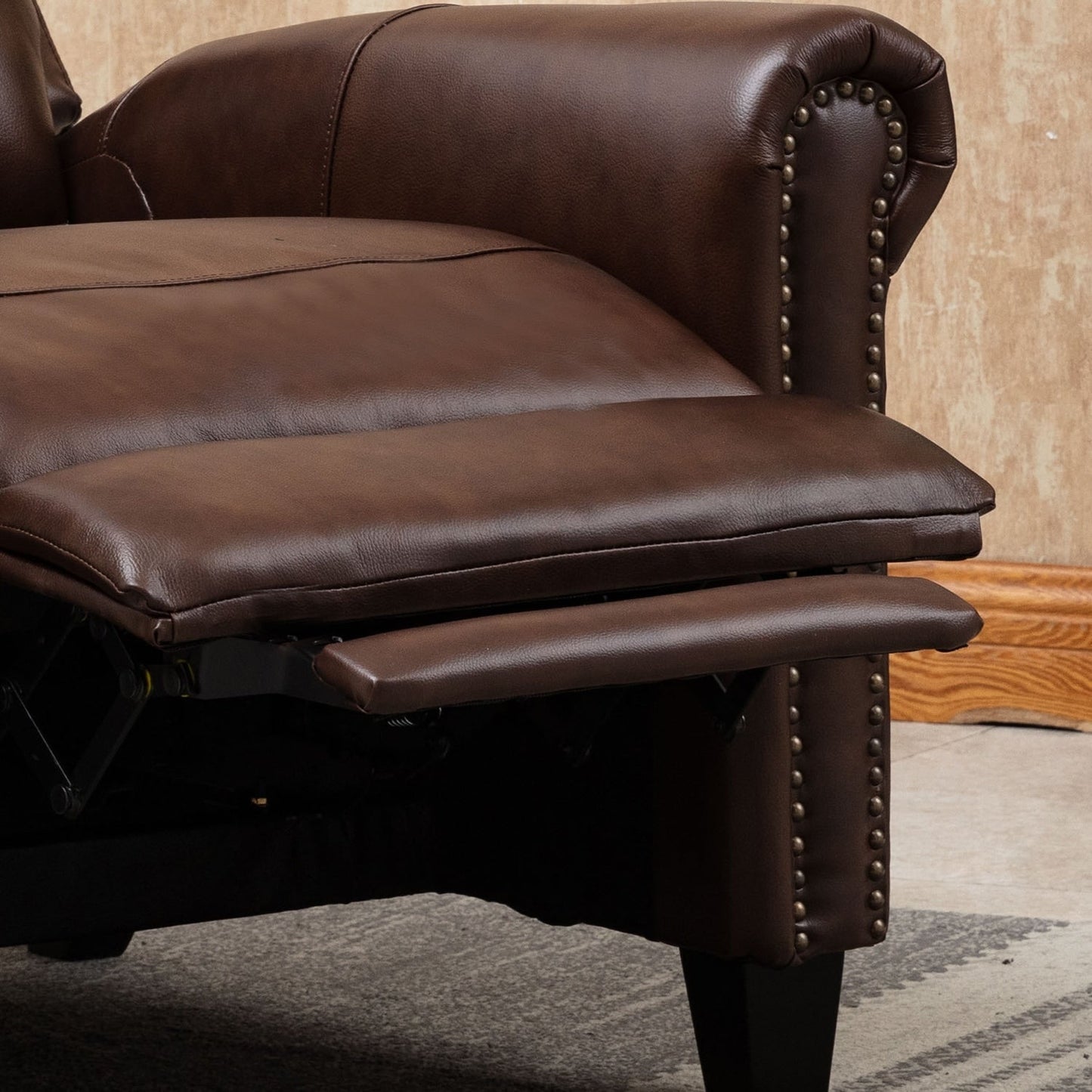 Genuine Leather Push Back Recliner Chair with Comfortable Arms and Back