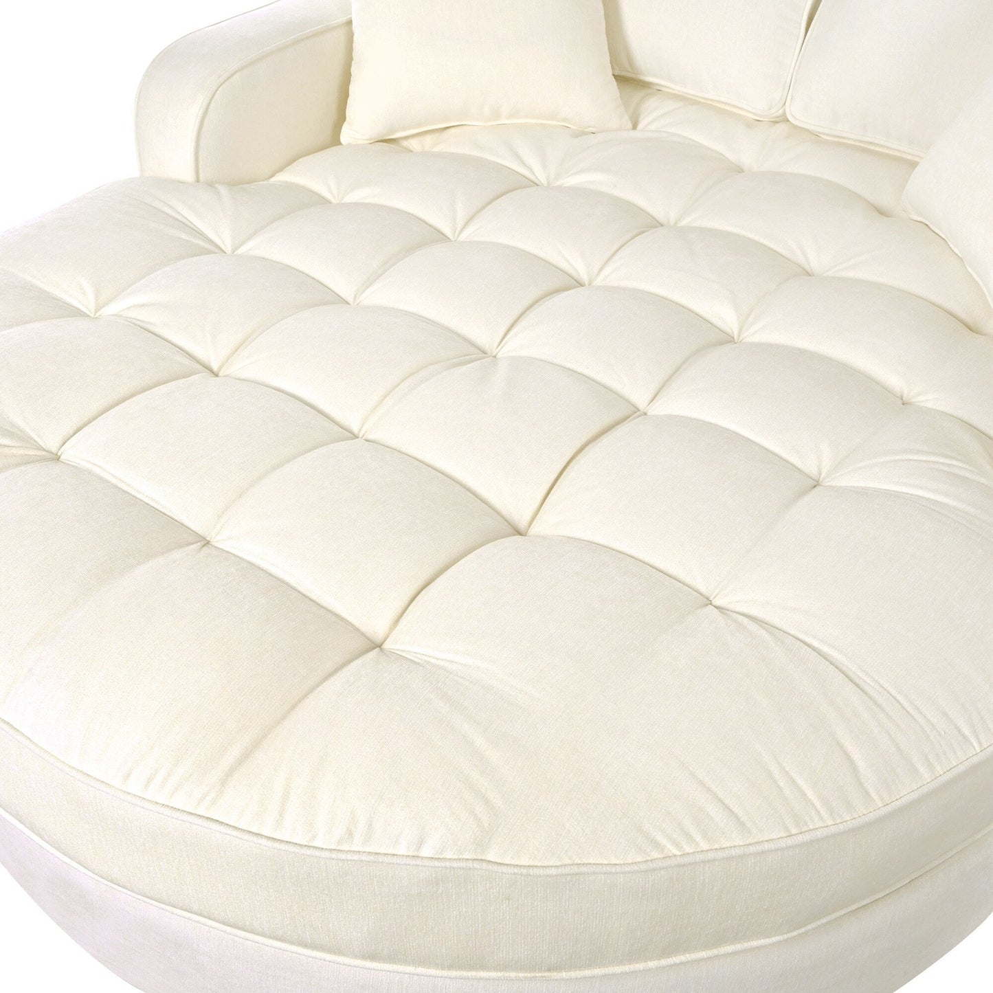 Chenille Chaise Lounge Sofa Bed, Upholstered Sofa Couch with Tufted Backrest and 2 Detachable Pillows for Living Room