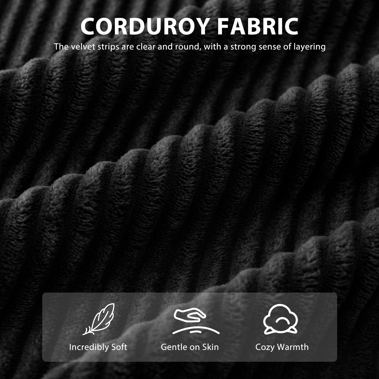 Corduroy Upholstered Memory Foam Sofa With Ottoman Upholstered Bean Bag Couch - 48.4Lx67.7Wx24.4H