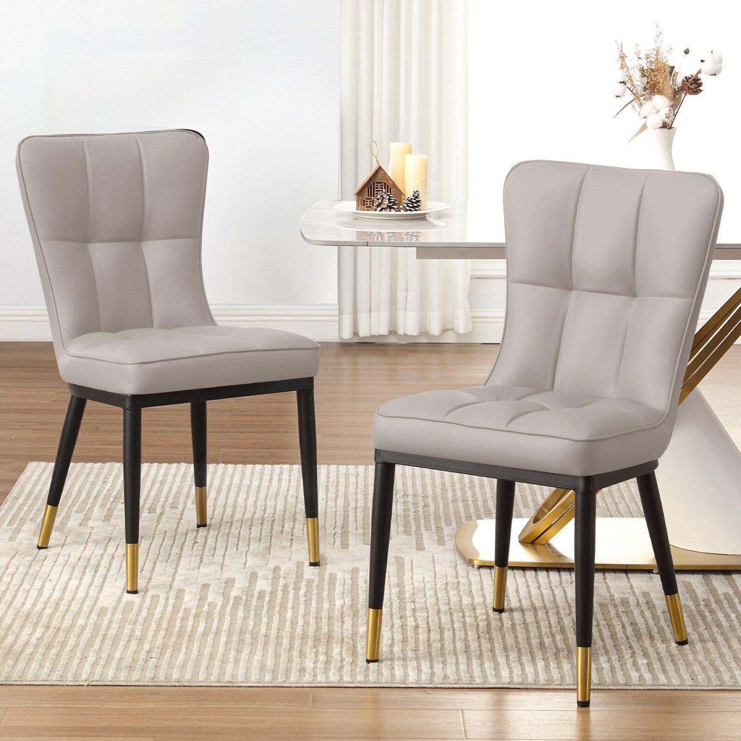 Faux Leather Upholstered Dining Chairs Set of 2/4