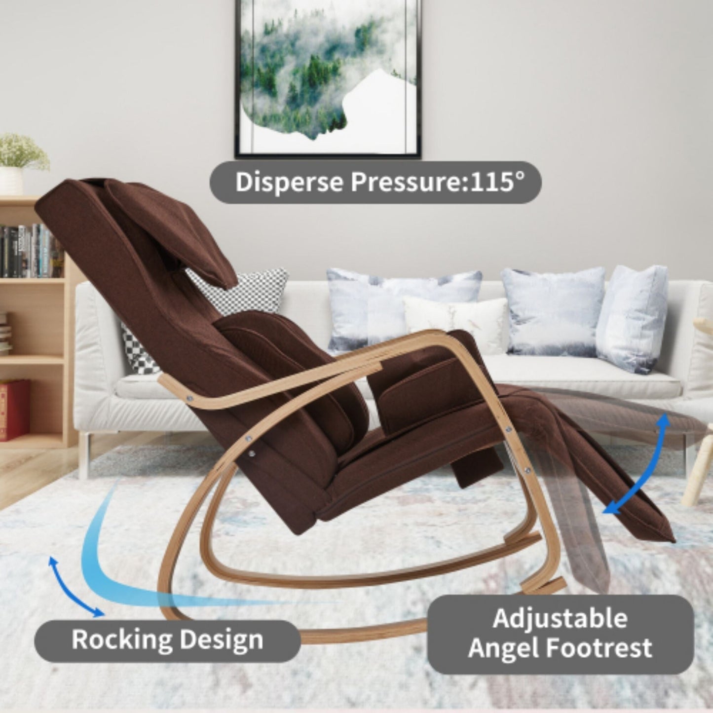 Full Massage Function Recliner Air Pressure Relaxation Chair Adjustable Rocking Chair with Cotton Fabric Cushion