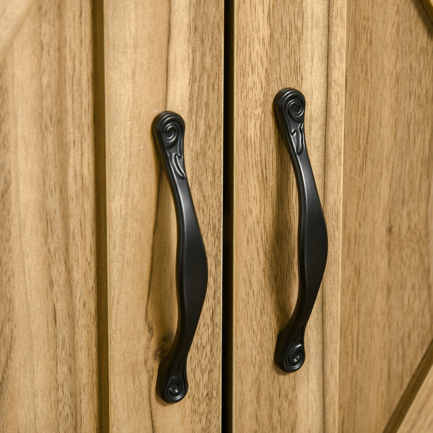 HOMCOM 32 Farmhouse Barn Door Style Sideboard Cabinet,Buffet Storage Cabinet Coffee Bar for Living Room or Entryway