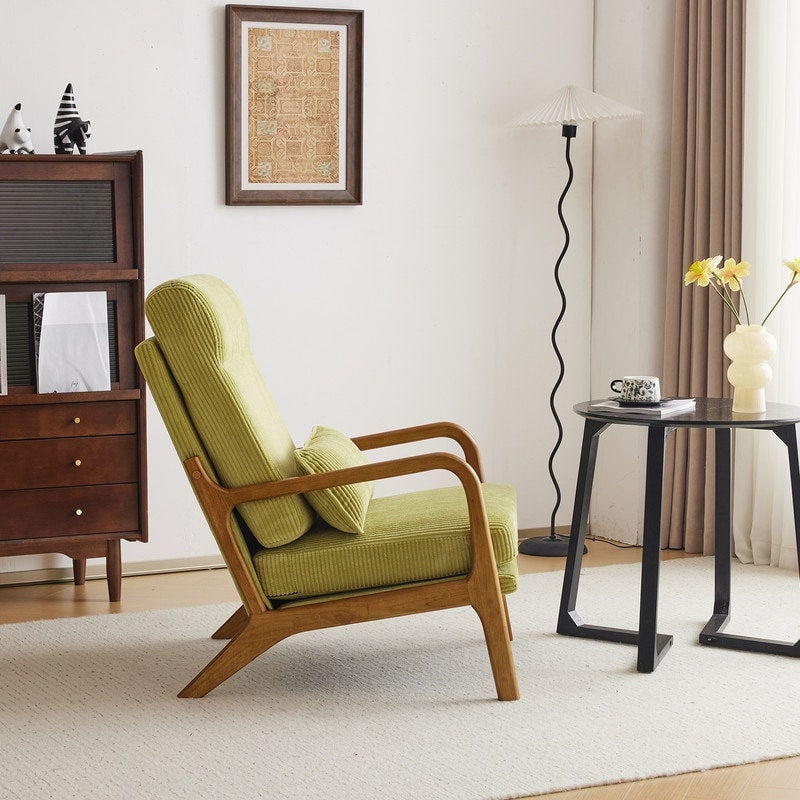 High Back Solid Wood Armrest Backrest Leisure Chair Accent Chair