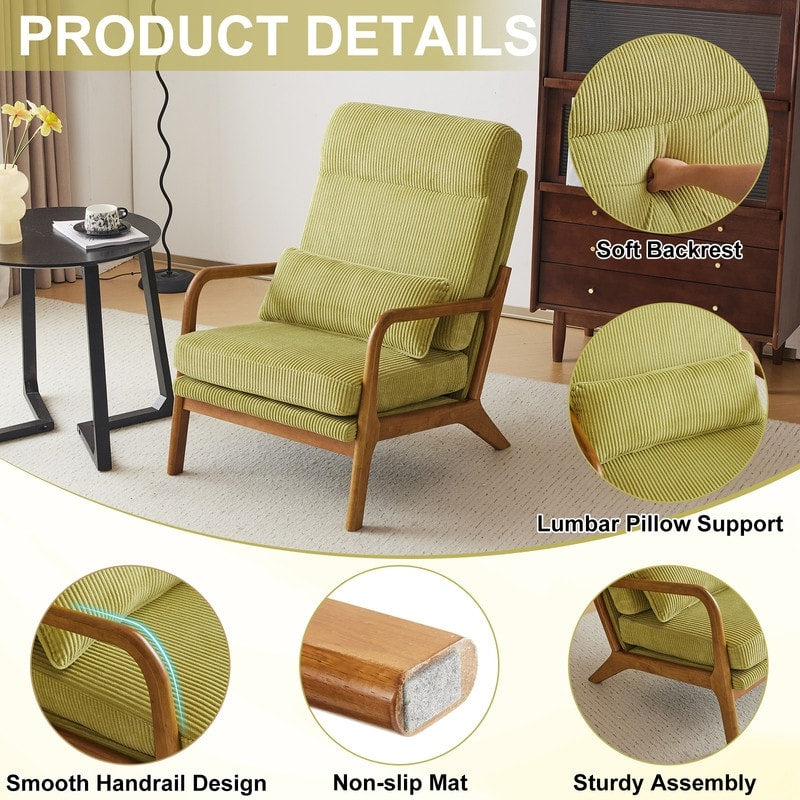 High Back Solid Wood Armrest Backrest Leisure Chair Accent Chair