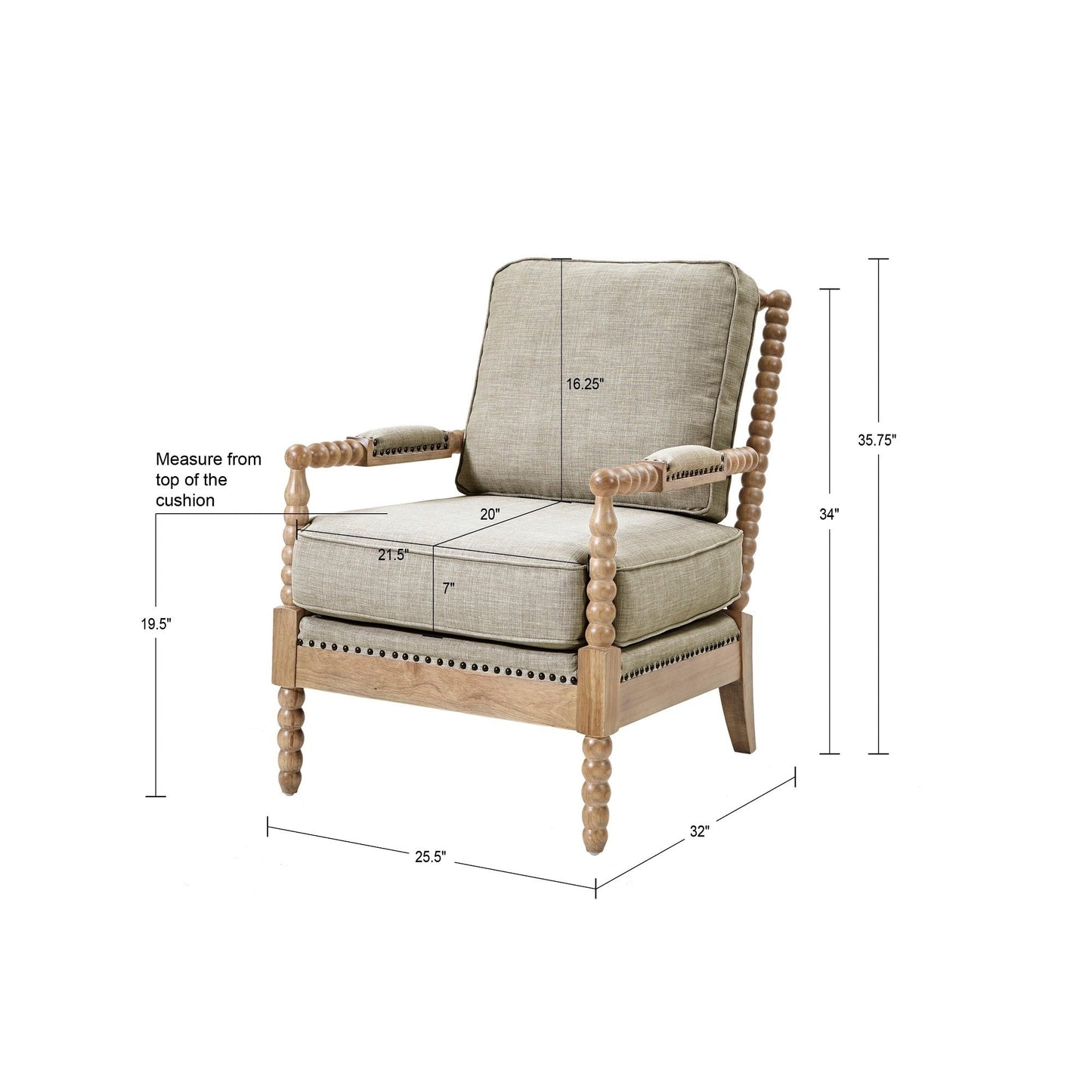 Madison Park Donohue Turned Wood Frame Armchair