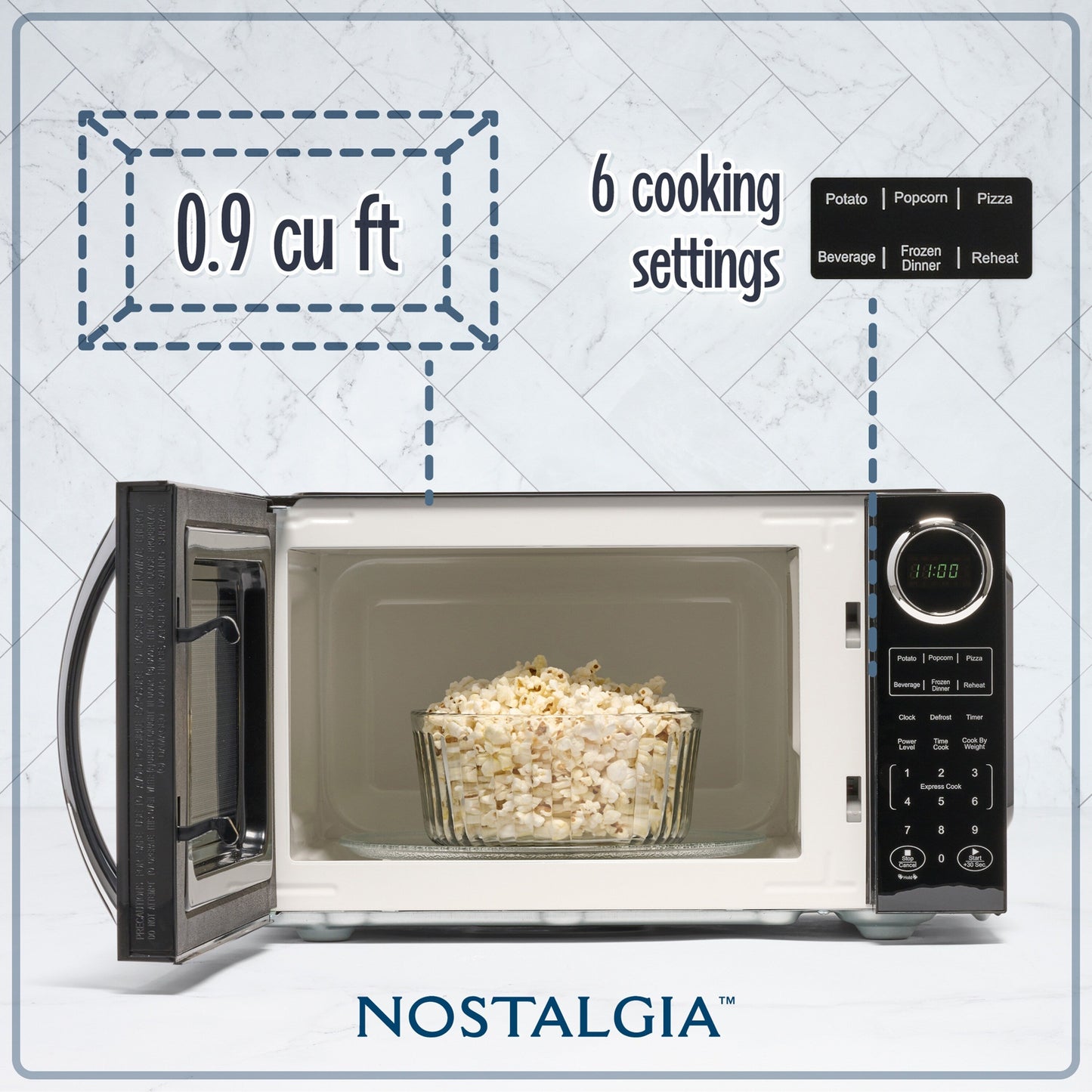Nostalgia Retro 0.9 Cubic Foot Countertop Microwave Oven