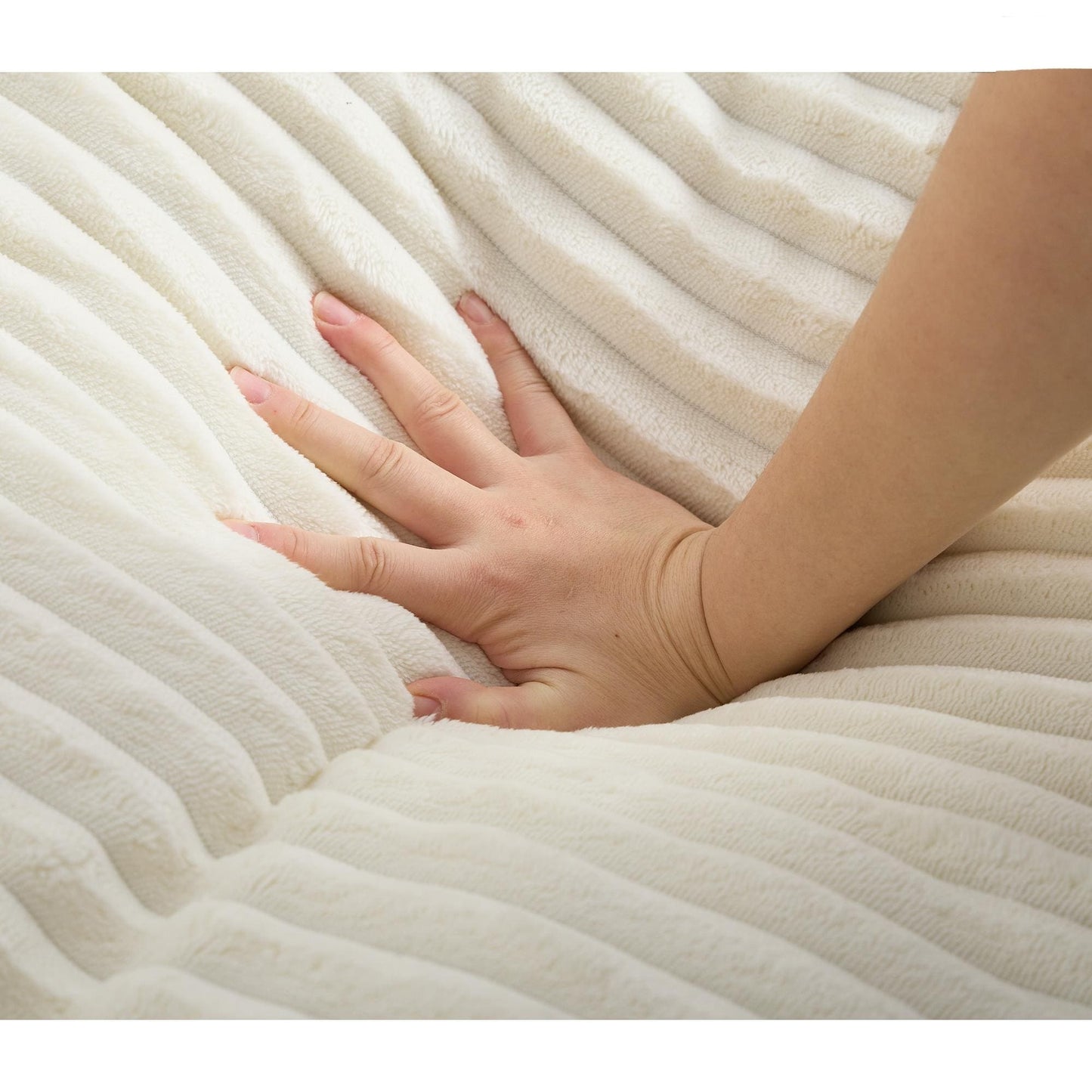 Oversized Chaise Lounge Fluffy Corduroy Sofa Bed Adjustable