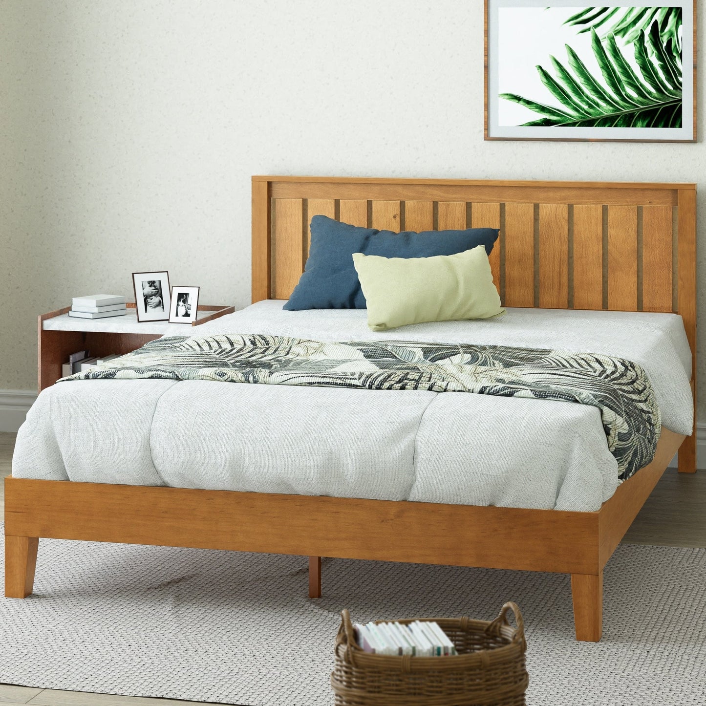 Priage by ZINUS Rustic Pine Deluxe Wood Platform Bed Frame