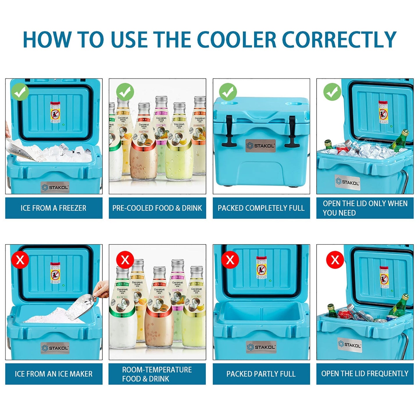SKTAKOL 16 Quart Cooler Portable Ice Chest Leak-Proof 24 Cans Ice - See Details