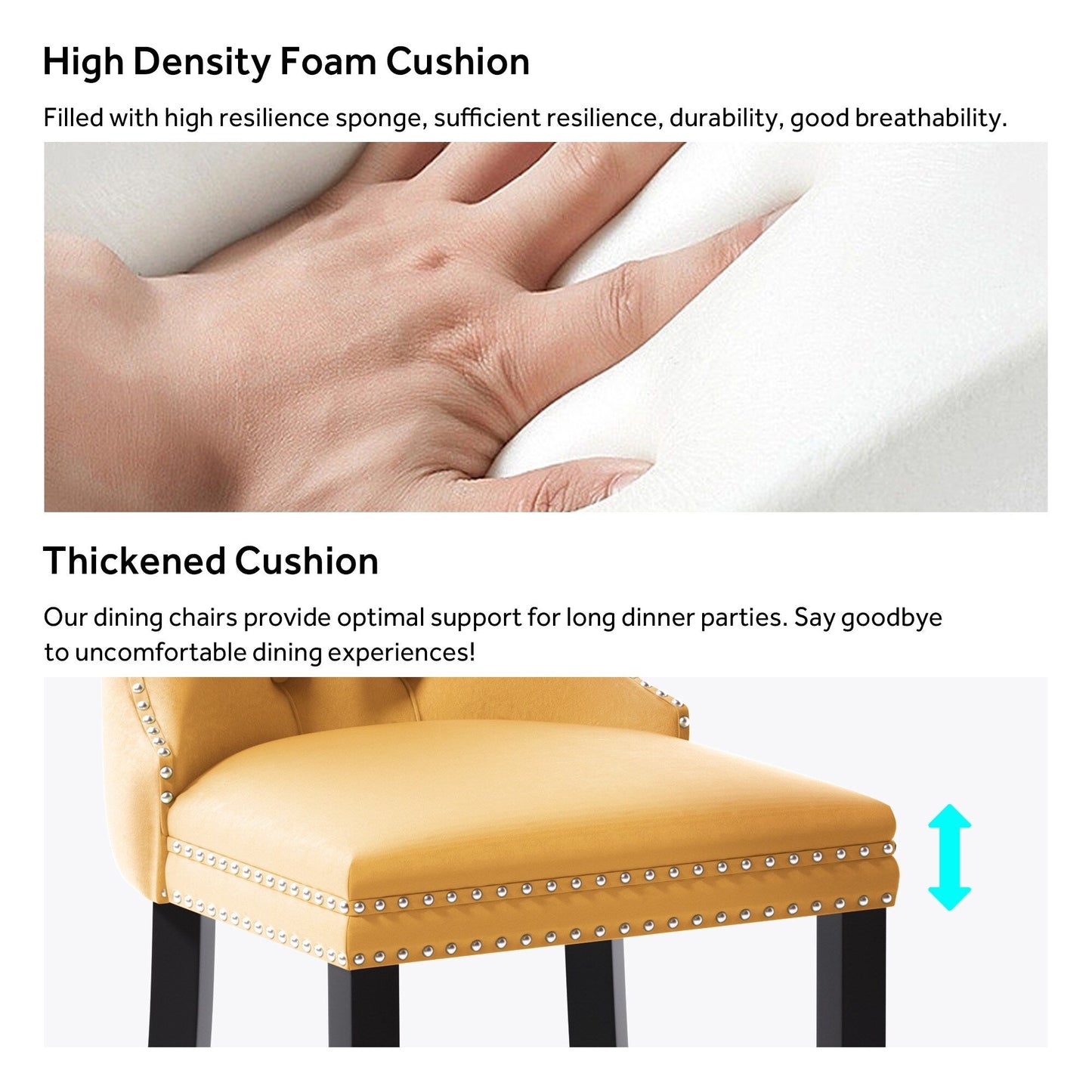 Upholstered Tufted Velvet Dining Chair with Solid Wood Legs Set of 6