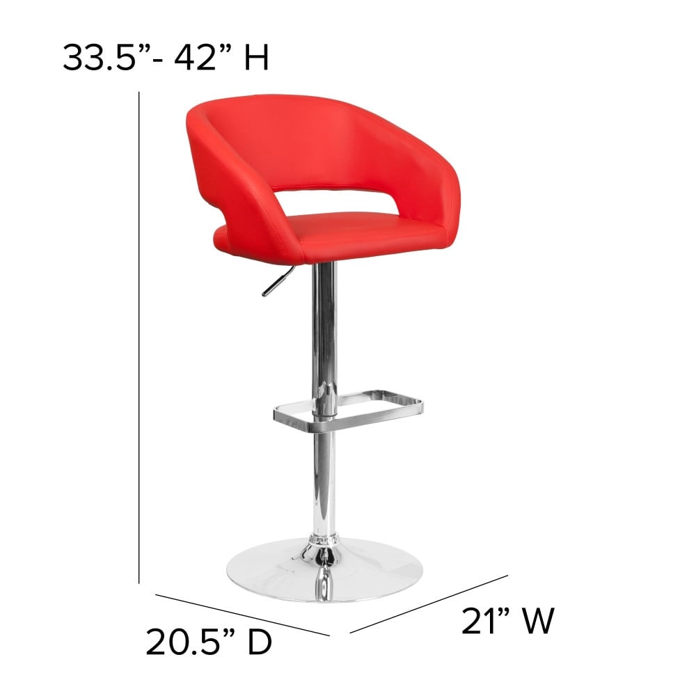 Modern Upholstered Adjustable-Height Barstool with Rounded Back