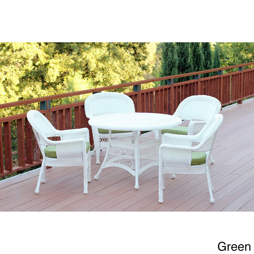 5-piece White Resin Wicker Dining Set