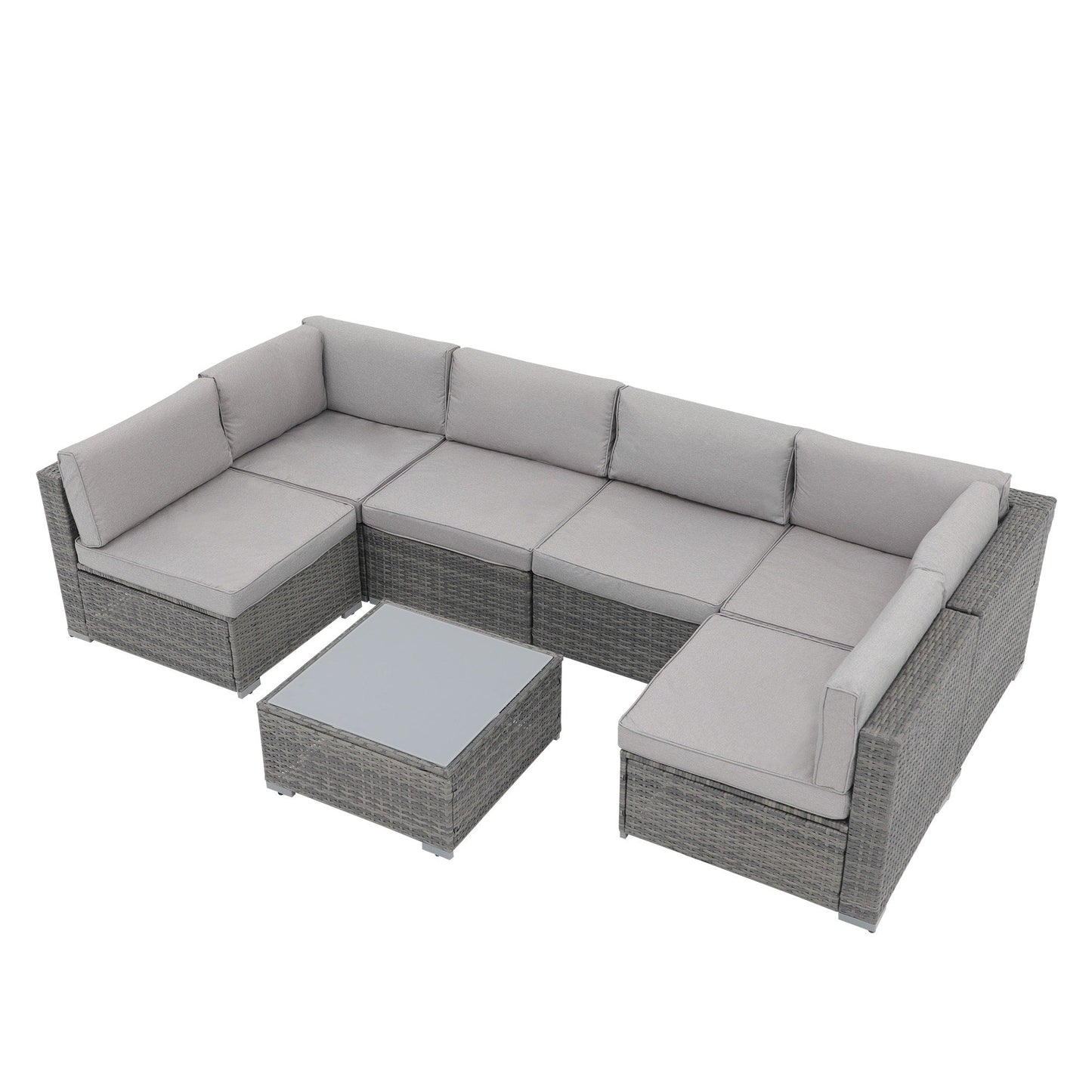 Wicker/ Steel 7-piece Outdoor Cushioned Sectional Sofa Set