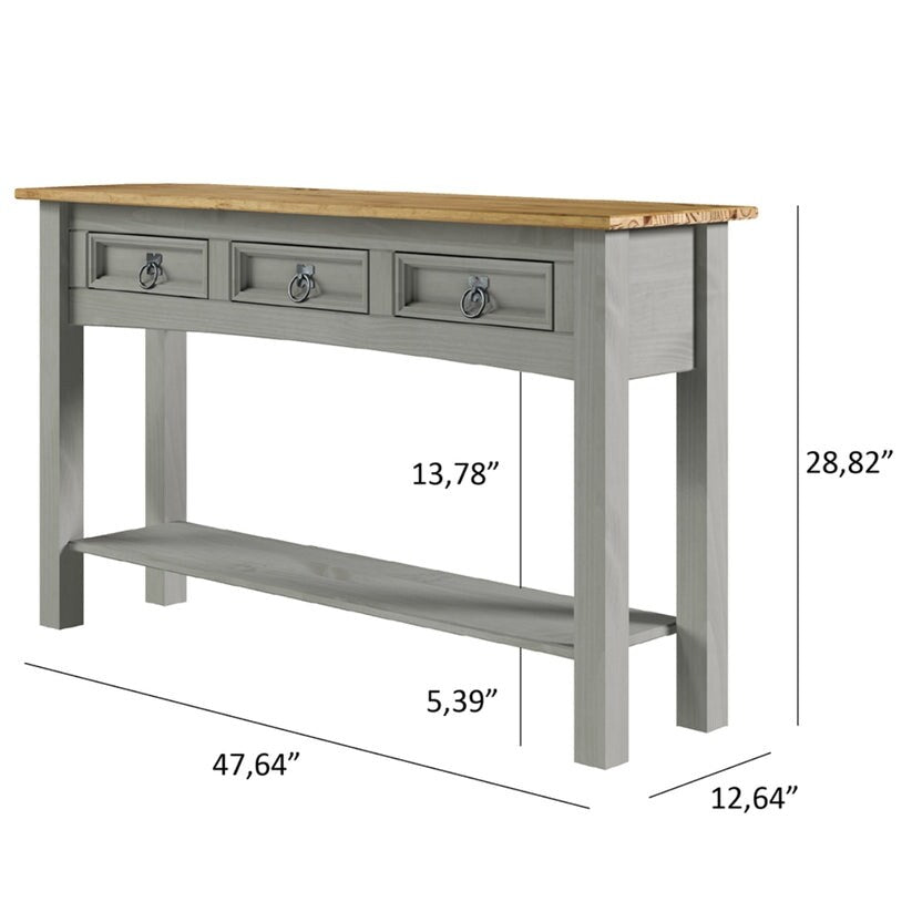 Wood Hall Table Console 3 Drawers Corona | Furniture Dash - N/A