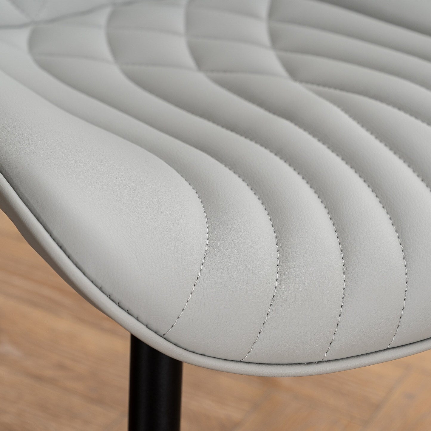 Modern Upholstered Leather Armless Dining Chairs Set of 2