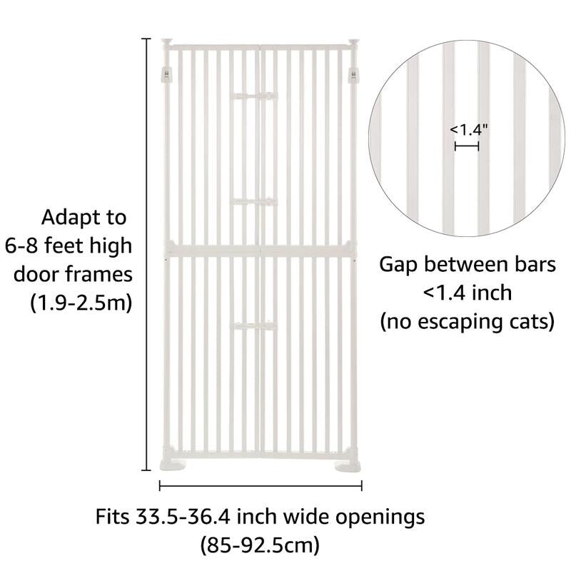 unipaws Extra Tall Cat Pet Gate 74 Inch High with Doors Locks