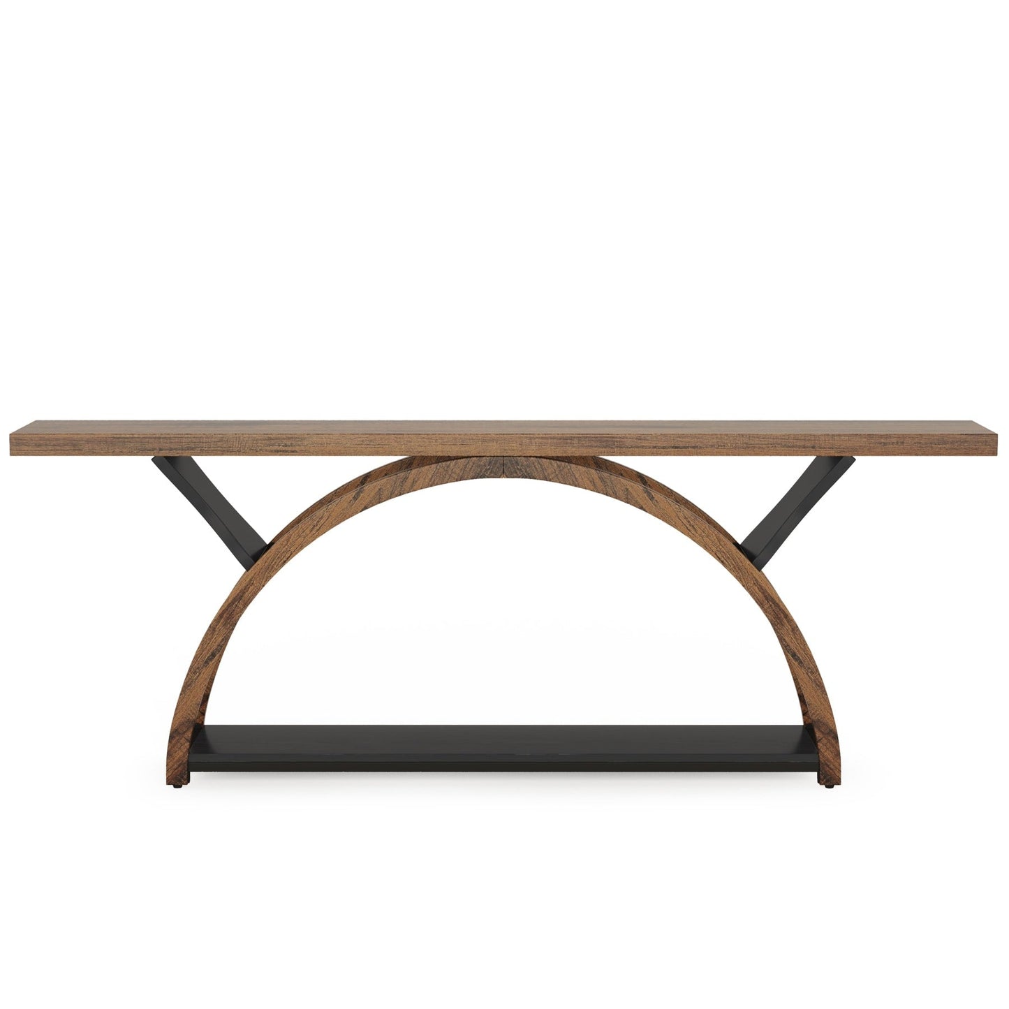 2-Tier Narrow Long Console Sofa Table with Semi-Circular Frame for Entryway,Gray Hallway Accent Tables