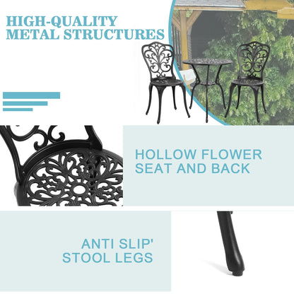 3-Piece Aluminum Outdoor Patio Butterfly Table and Chairs with Umbrella Hole