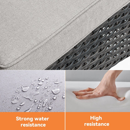 Gymojoy 3 Piece Outdoor Wicker Swivel Rocker with Cushion & Table