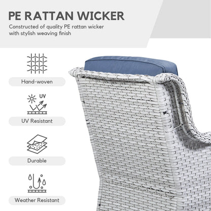 Gymojoy 3 Piece Outdoor Wicker Swivel Rocker with Cushion & Table