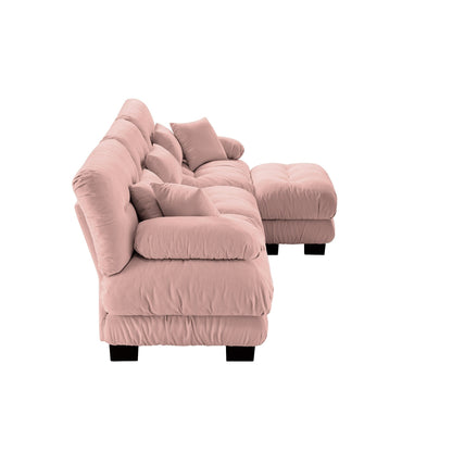 3-Seat Modular Sectional Sofa Deep Seat Couch L Shaped Cloud Couch with Convertible Ottoman for Living Room