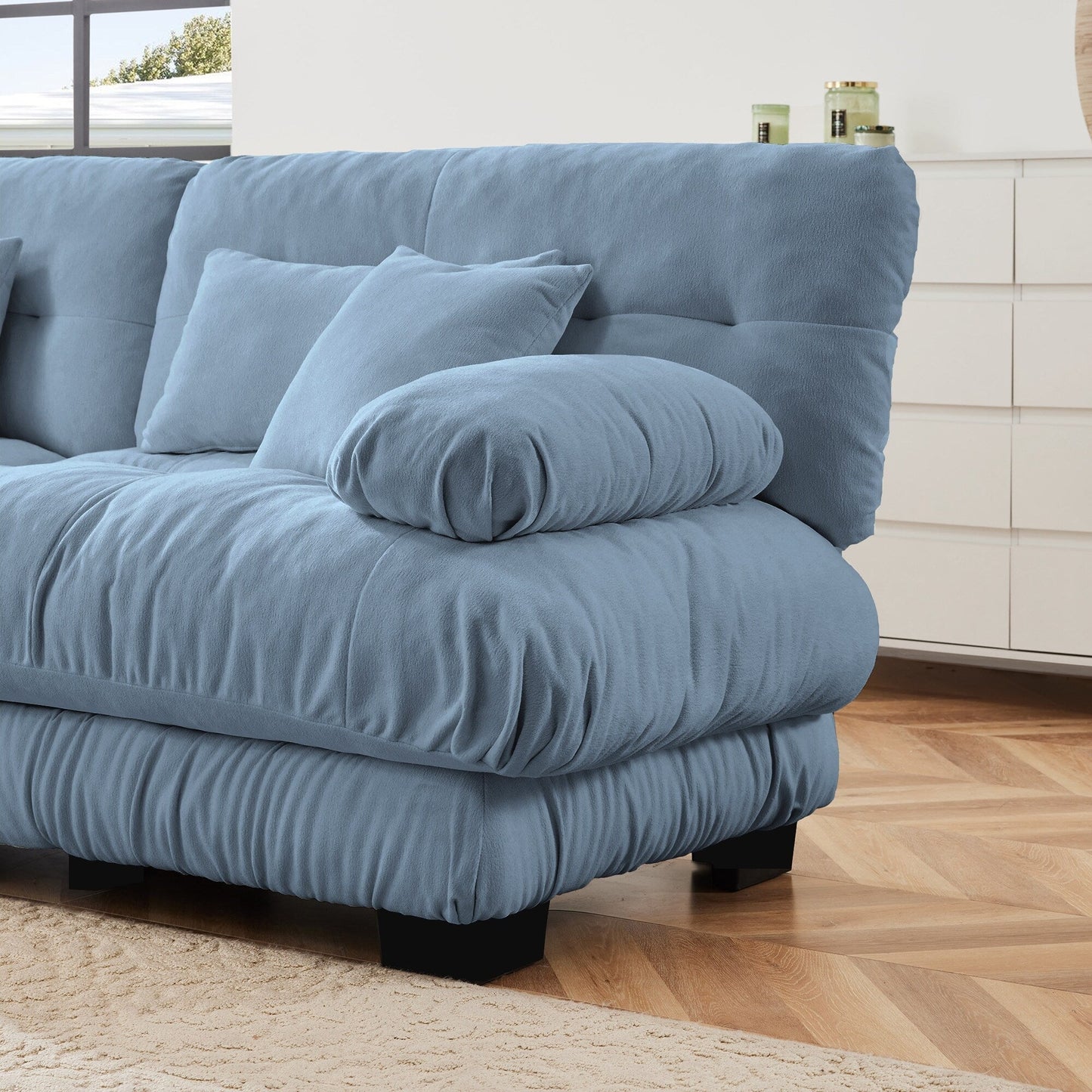 3-Seat Modular Sectional Sofa Deep Seat Couch L Shaped Cloud Couch with Convertible Ottoman for Living Room