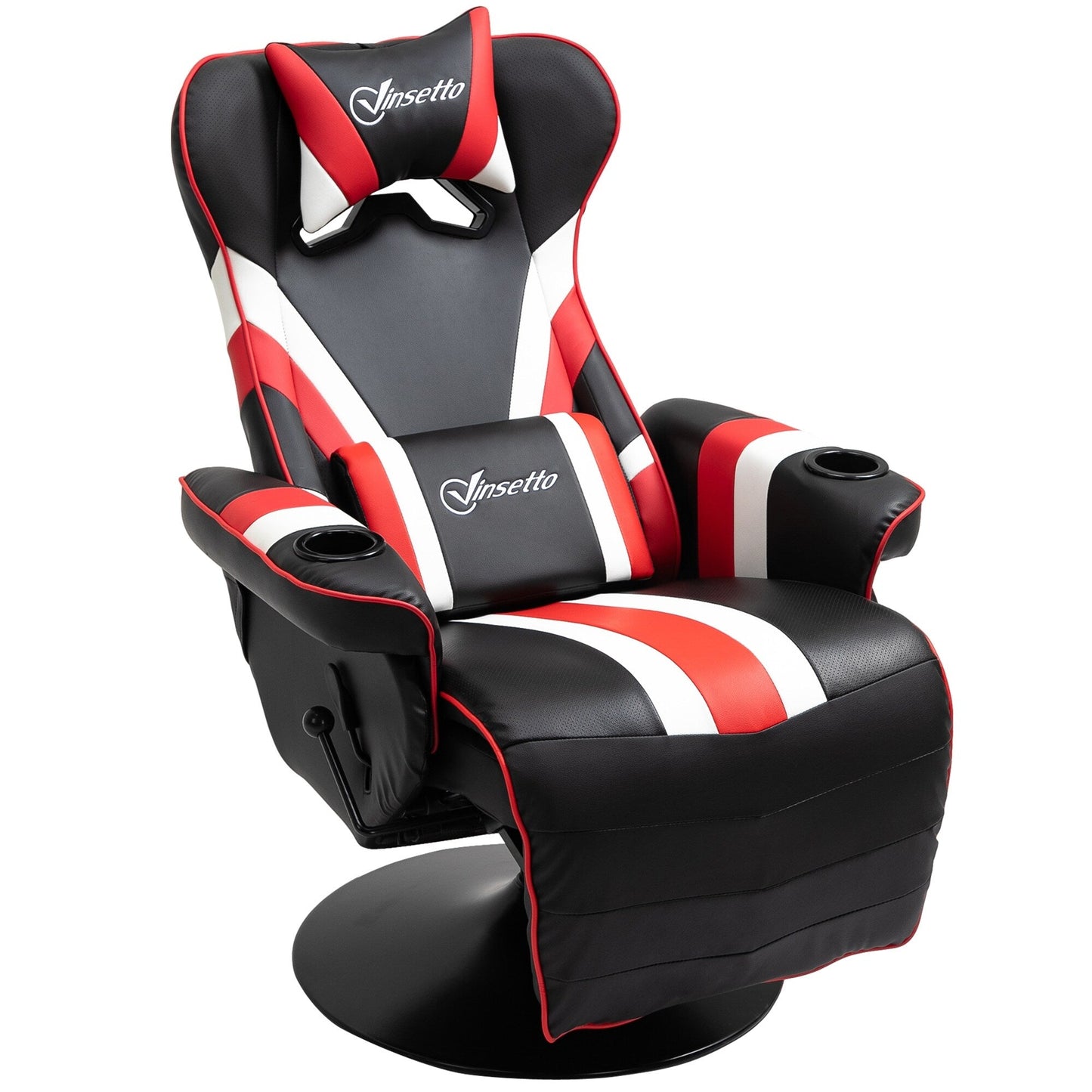 360¡ã Swivel Racing Style Gaming Recliner Chair with Lumbar Support, Footrest and Dual Cup Holders for Game Room
