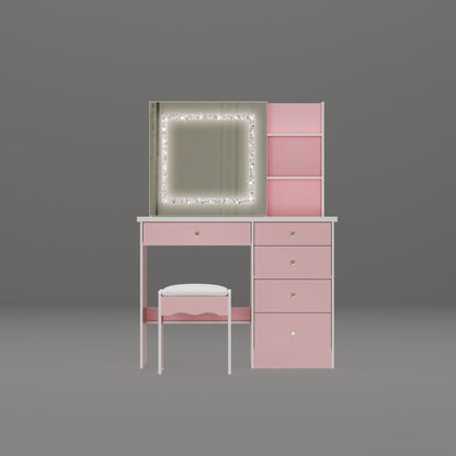 39.4'' Wide Makeup Vanity Set with Stool and Mirror