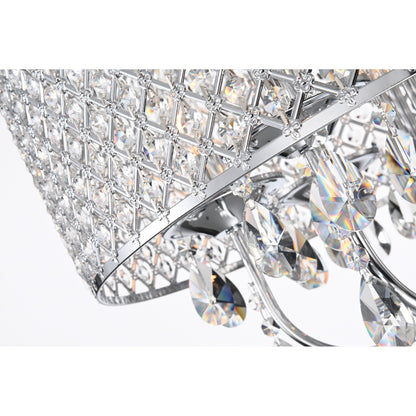 Round Beaded Drum Chandelier with Hanging Crystals