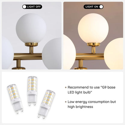 40 in. Linear Mid Century Modern Chandelier 16-Light Gold Brass Sputnik Pendant Light with Frosted Glass Globe for Dining Room
