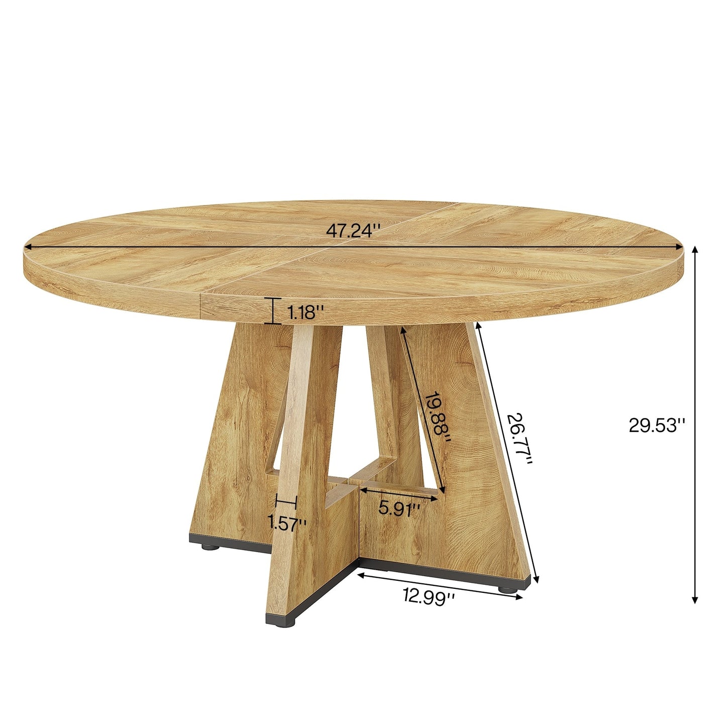 47 Round Dining Table for 4, Farmhouse Kitchen Table Small Dinner Table Wood Kitchen Table for Dining Room Living Room