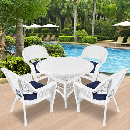 5-piece White Resin Wicker Dining Set