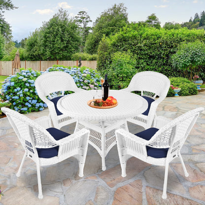 5-piece White Resin Wicker Dining Set
