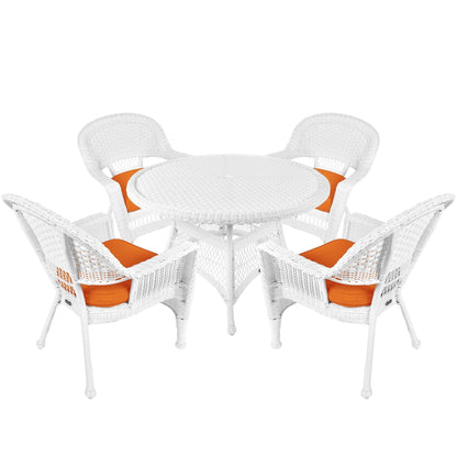 5-piece White Resin Wicker Dining Set
