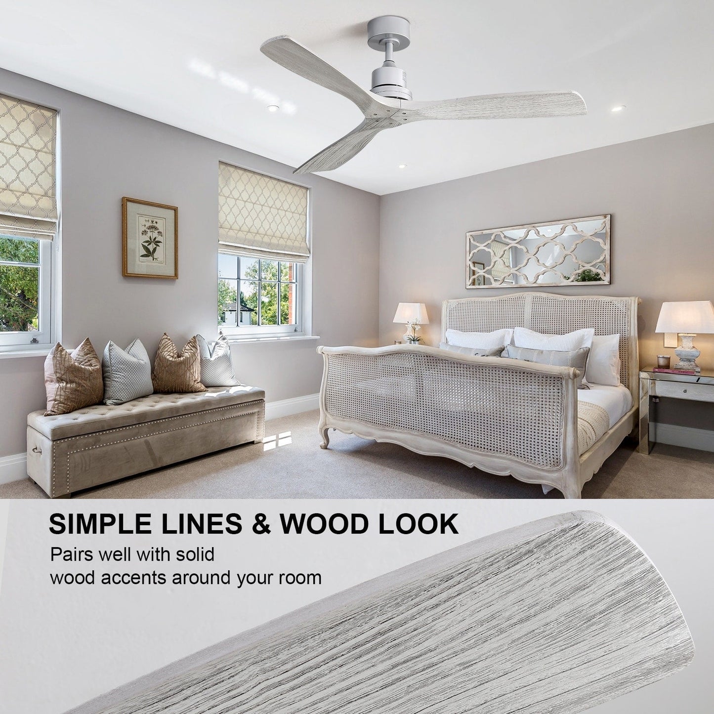 Sofucor 52 Indoor Wood Ceiling Fan Light with Remote, Integrated Light Optional