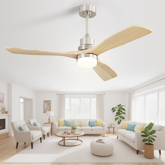 Sofucor 52 Indoor Wood Ceiling Fan Light with Remote, Integrated Light Optional