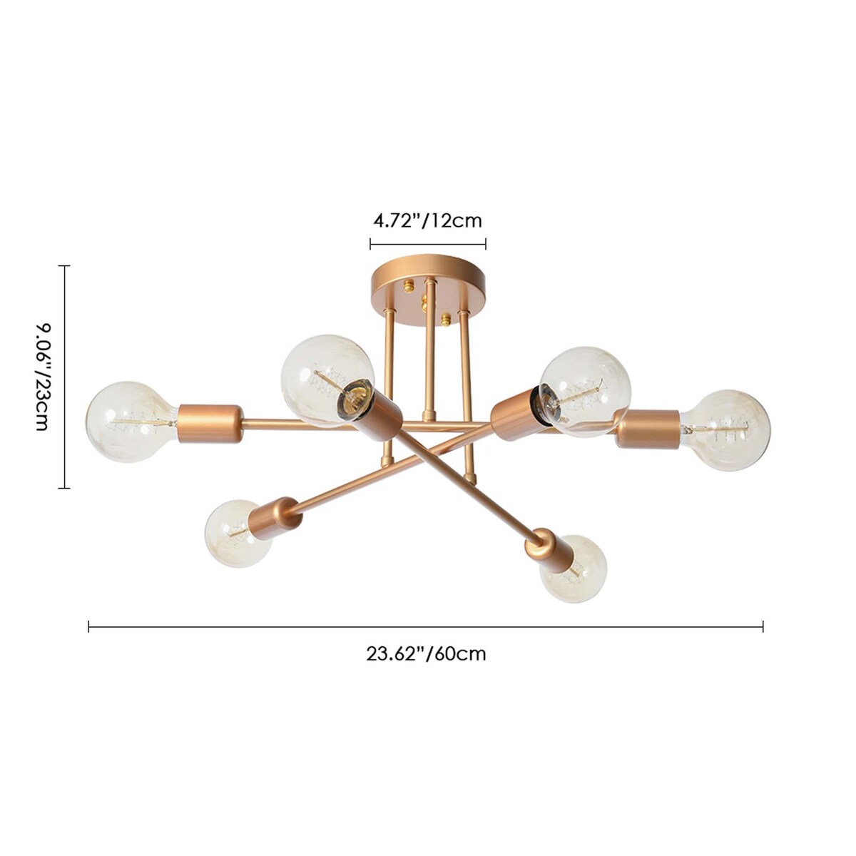 6 - Light Modern Metal 23.62'' Sputnik Semi-Flush Mount Ceiling Light