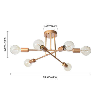 6 - Light Modern Metal 23.62'' Sputnik Semi-Flush Mount Ceiling Light