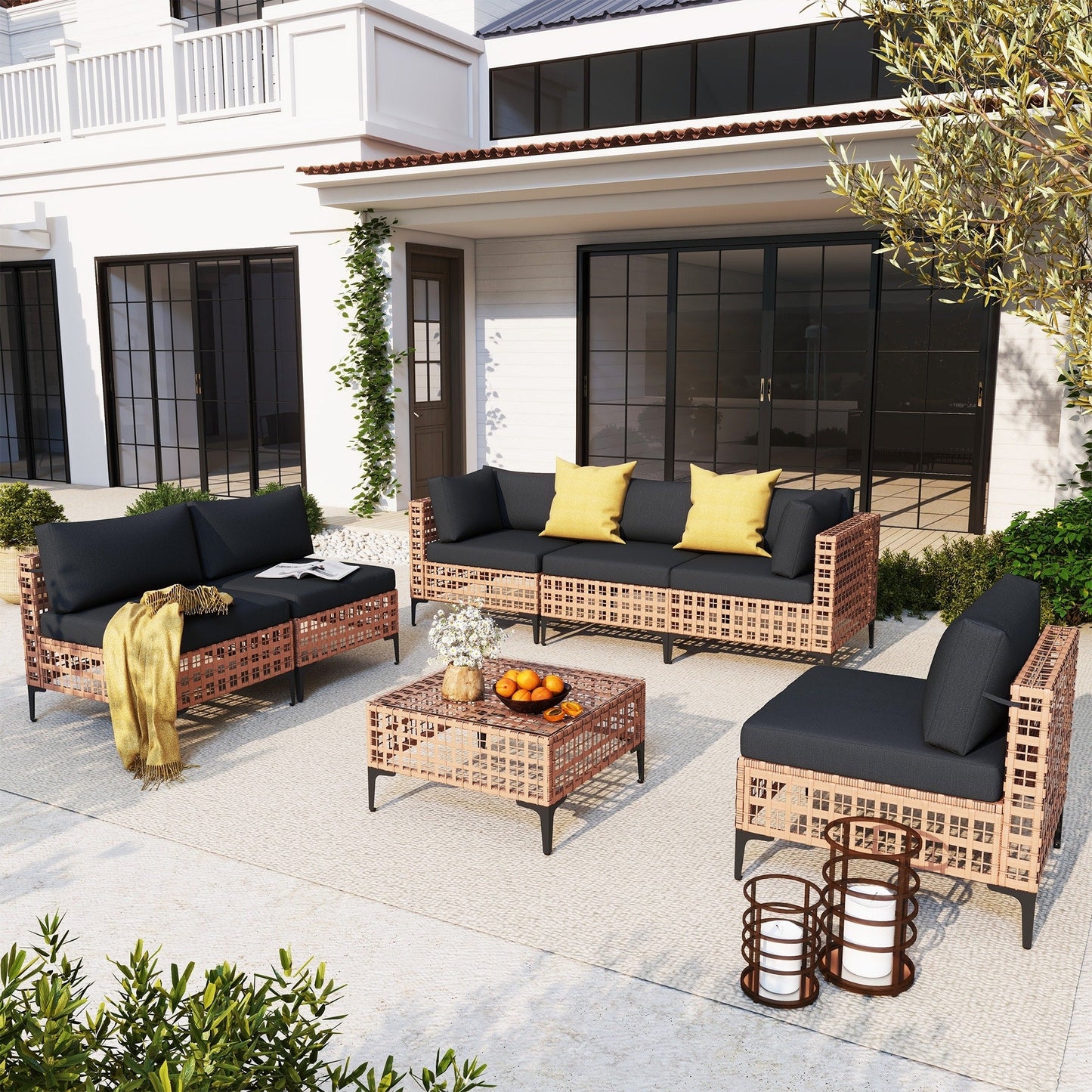 6 - Person Outdoor Sectional Seating Group with Cushions