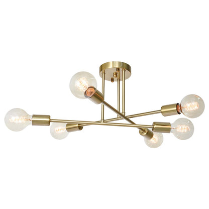 6 - Light Modern Metal 23.62'' Sputnik Semi-Flush Mount Ceiling Light